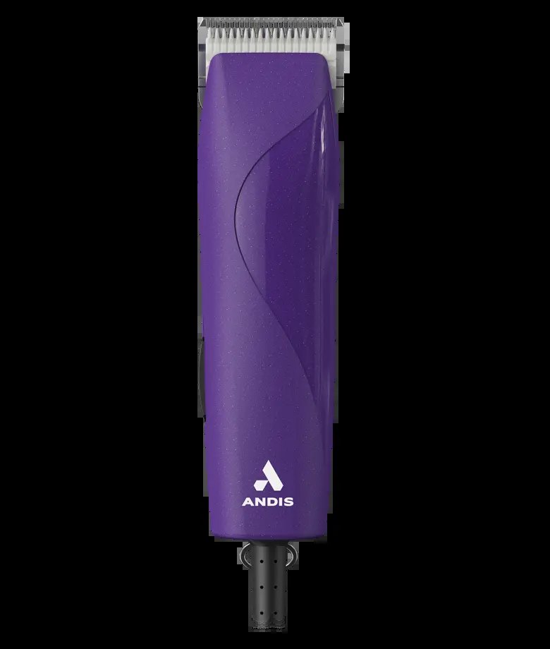 Purple Andis corded pet clipper, front view